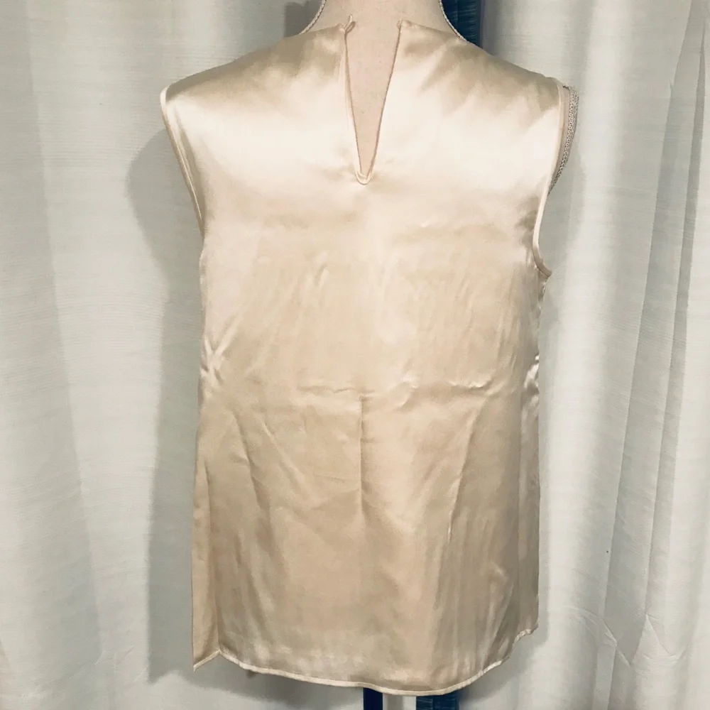 kate spade Cream Satin Bow-Accent Sleeveless Blouse